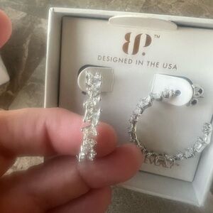 BP™ Silver Crystal Hoop Earrings - Clear Sparkle